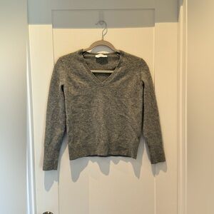 Everlane Cashmere Light Gray V Neck Sweater